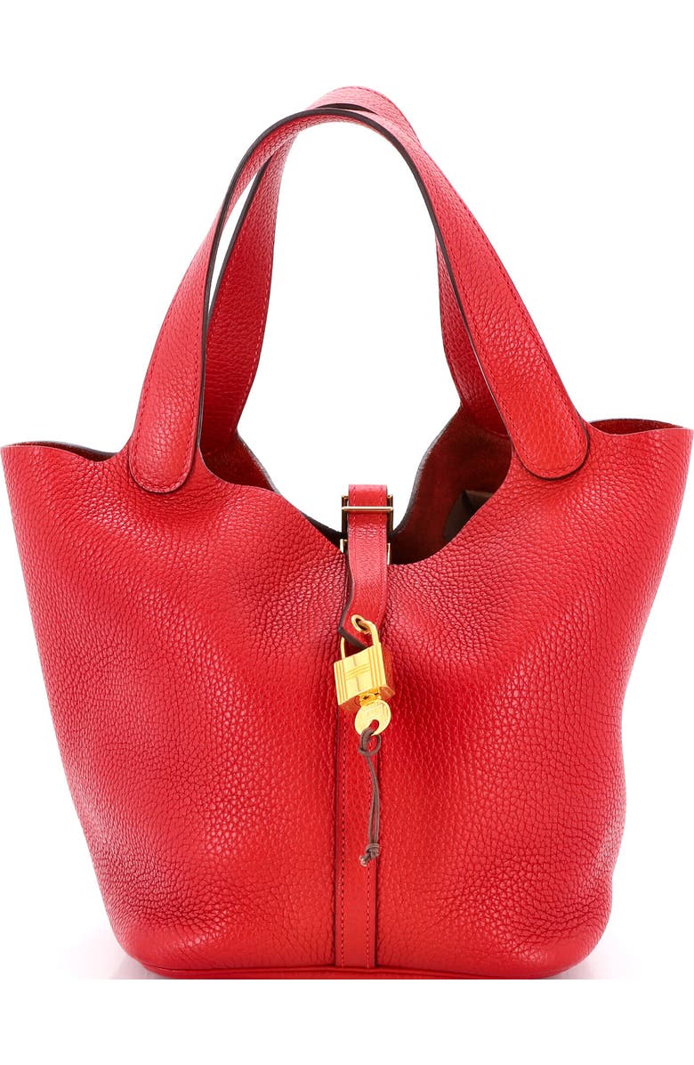 Pre-Owned Hermes Picotin Lock Bag Clemence MM, Main, color, Rouge Casaque