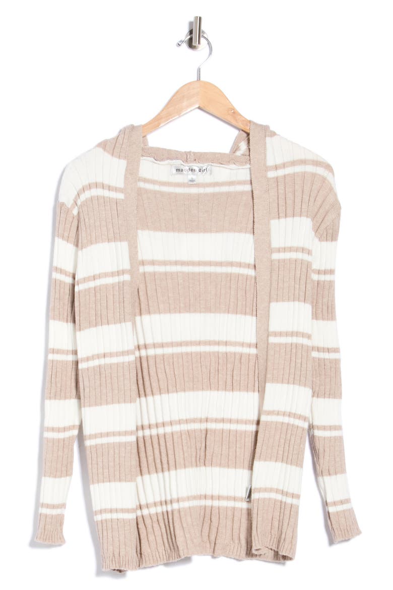 Striped Open Front Cardigan, Main, color, OATMEAL COMBO