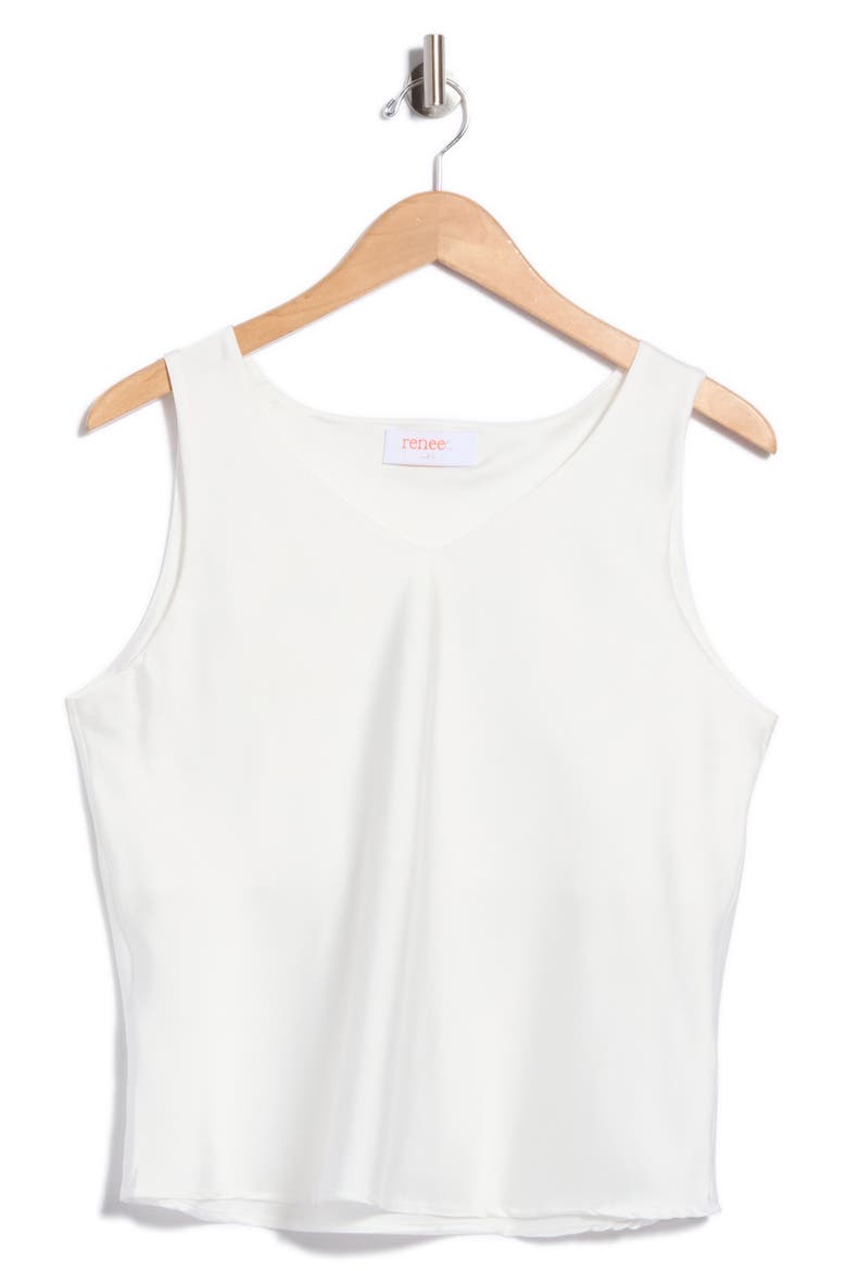 V-Neck Satin Top, Main, color, IVORY