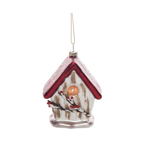 Multicolor Glass Christmas Rustic Bird House Ornament Festive Tree Decoration Perfect Holiday Gift