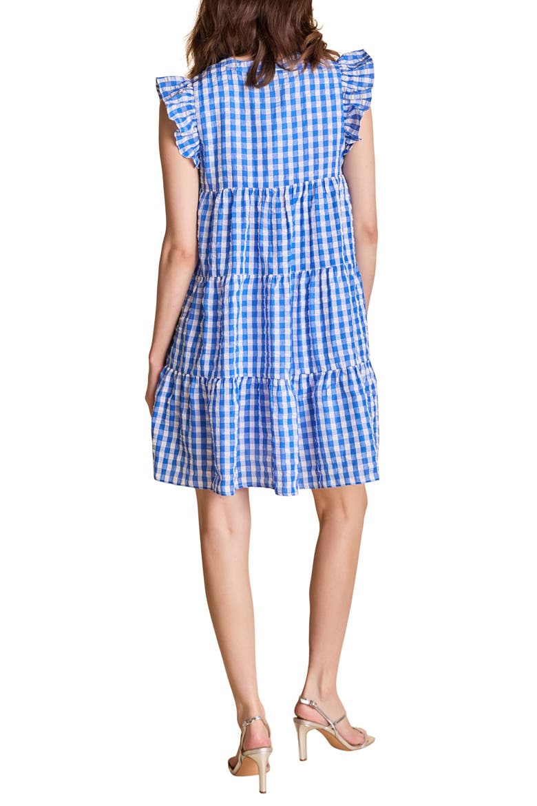 Gingham Check Tiered Minidress, Alternate, color, BLUE