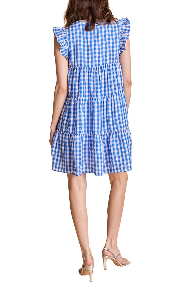 English Factory Gingham Check Tiered Minidress, Alternate, color, Blue