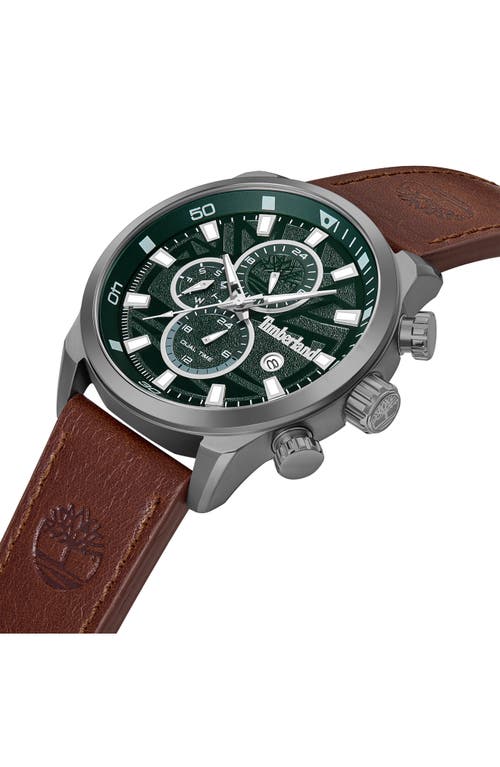 Timberland Henniker Ii Multifunction Chronogrpah Leather Strap Watch, 46mm In Dark Brown