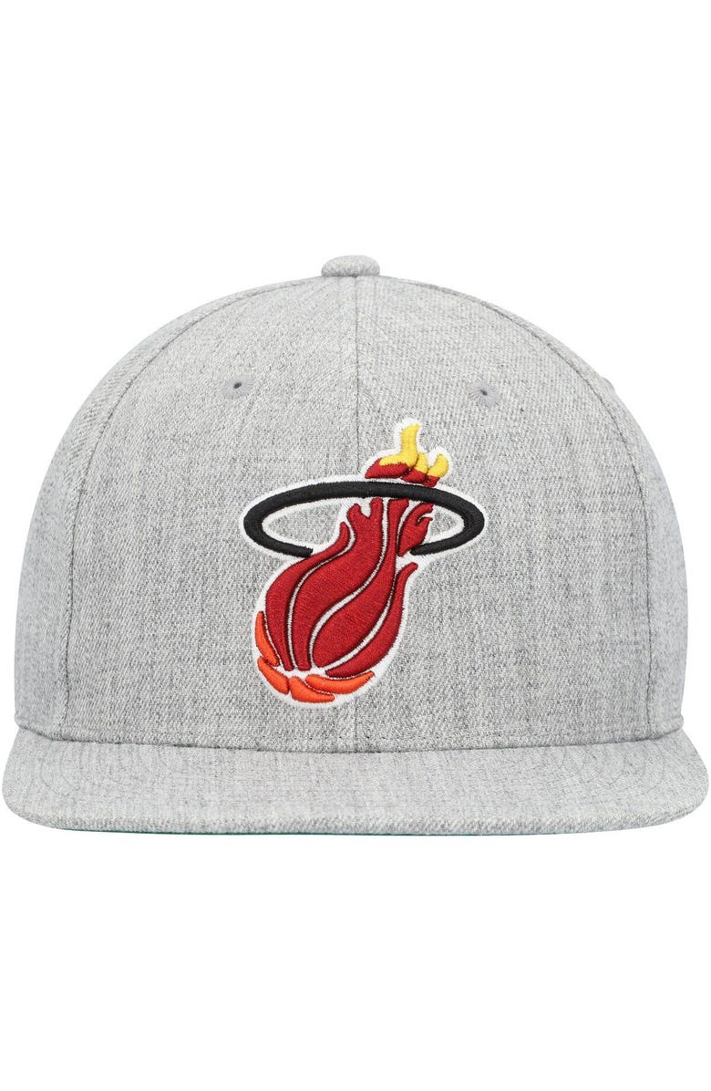 Mitchell & Ness Men's Mitchell & Ness Heather Gray Miami Heat Hardwood Classics 2.0 Snapback Hat, Alternate, color, Heather Gray