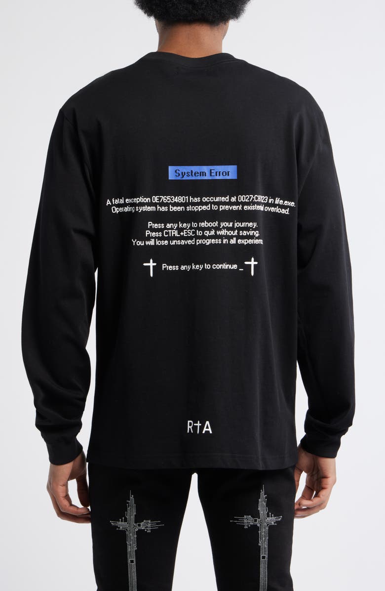RtA Lawrence Black System Error Long Sleeve Cotton Graphic T-Shirt, Alternate, color, Black System Error
