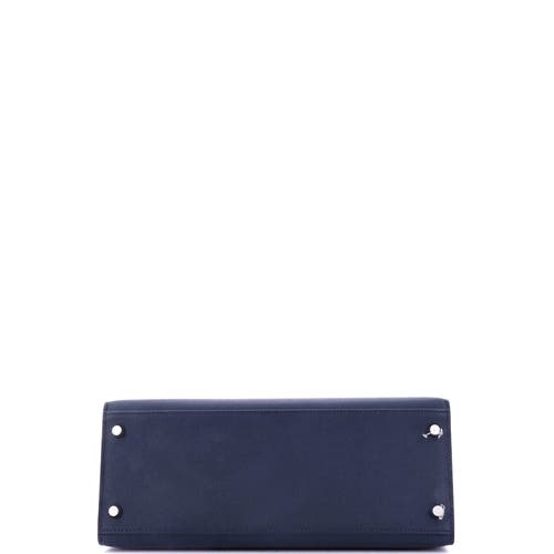 Pre-owned Hermes Hermes Kelly Handbag Blue Epsom With Palladium Hardware 28