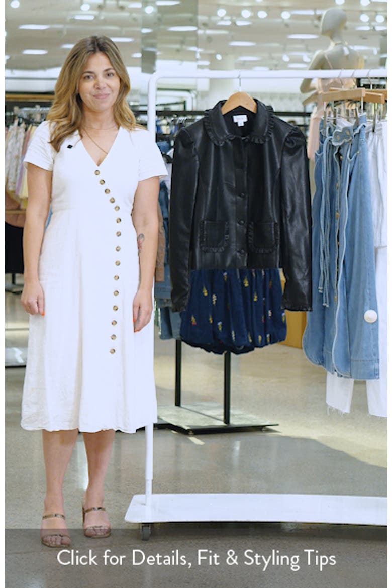 Crop Ruffle Trim Faux Leather Jacket video