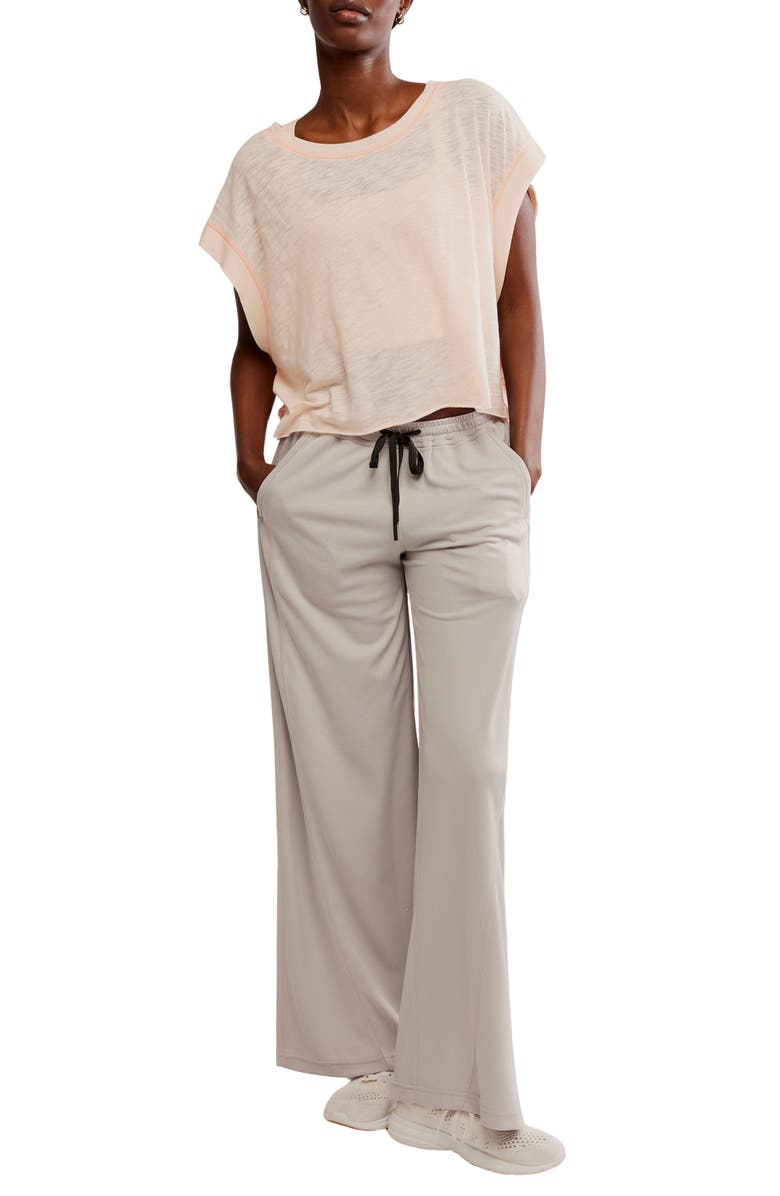 Free People One on One Side Stripe Mesh Drawstring Pants, Alternate, color, Goal Post Combo