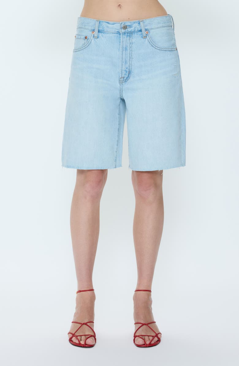 Pistola Nolan Denim Raw Hem Bermuda Shorts, Main, color, Postcards Vintage