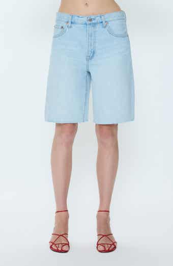 Nolan Denim Raw Hem Bermuda Shorts