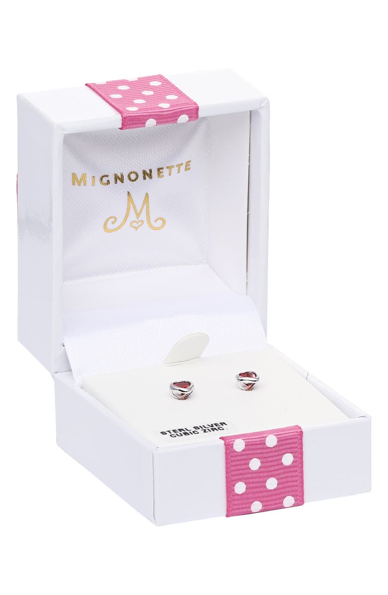 Mignonette Kids' July Birthstone Stud Earrings, Alternate, color, Red