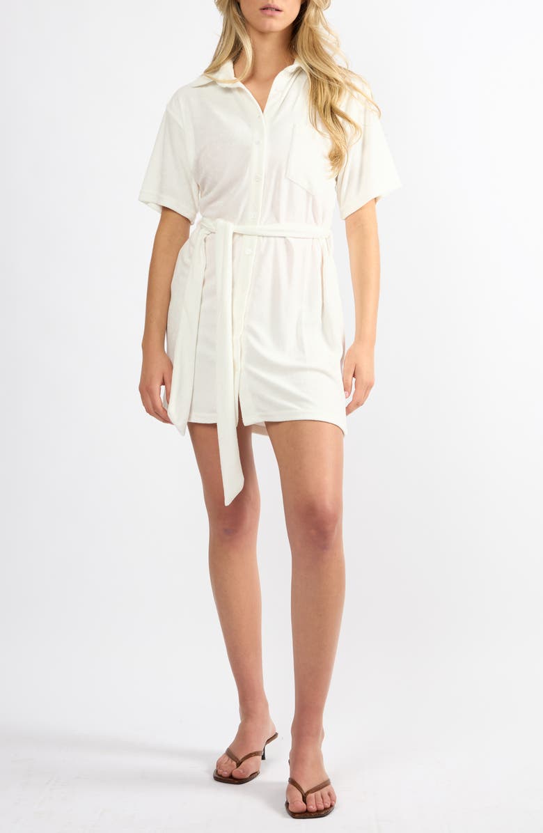 Viens Avec Moi The Coastal French Terry Mini Shirtdress, Main, color, 