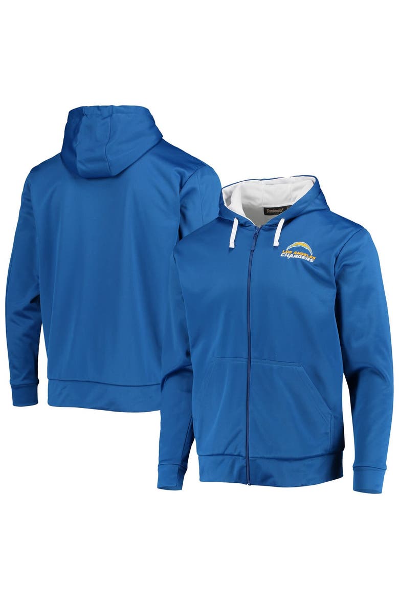 Men's Dunbrooke Powder Blue/White Los Angeles Chargers Apprentice Full-Zip Hoodie, Main, color, Powder Blue