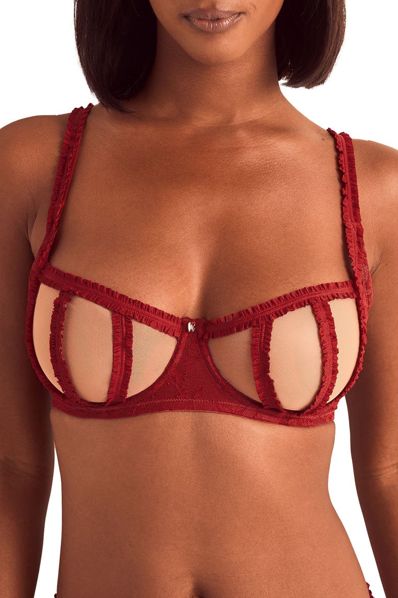Lovisa Unlined Balconette Bra, Main, color, Dark red
