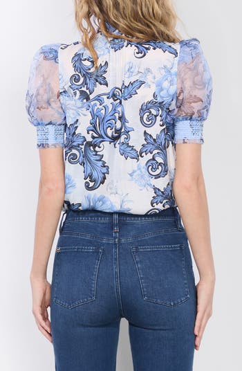 Brentley Floral Tie Neck Puff Sleeve Top