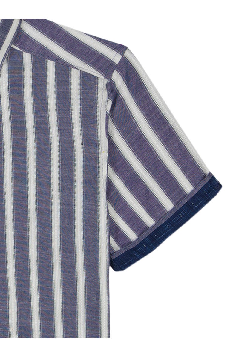 Robert Graham Preston Stripe Cotton Blend Button-Up Shirt, Alternate, color, Navy