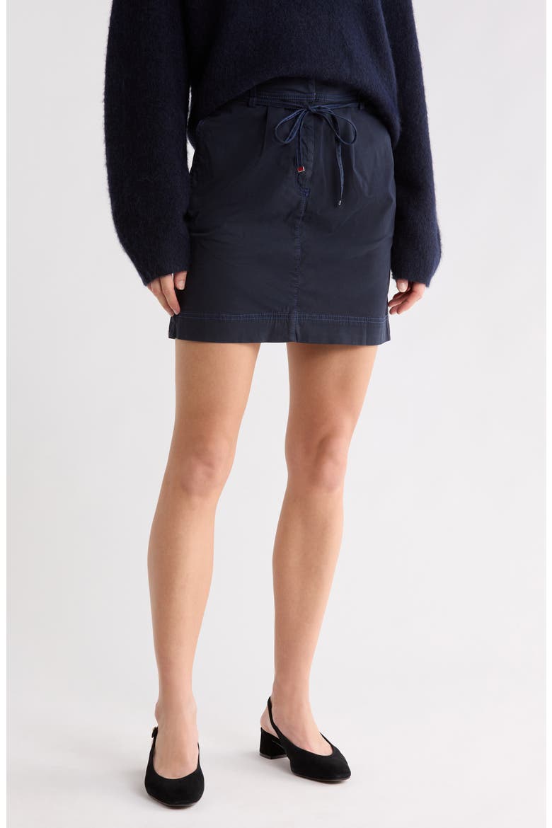 Varachute Belted Stretch Cotton Miniskirt, Main, color, DK BU