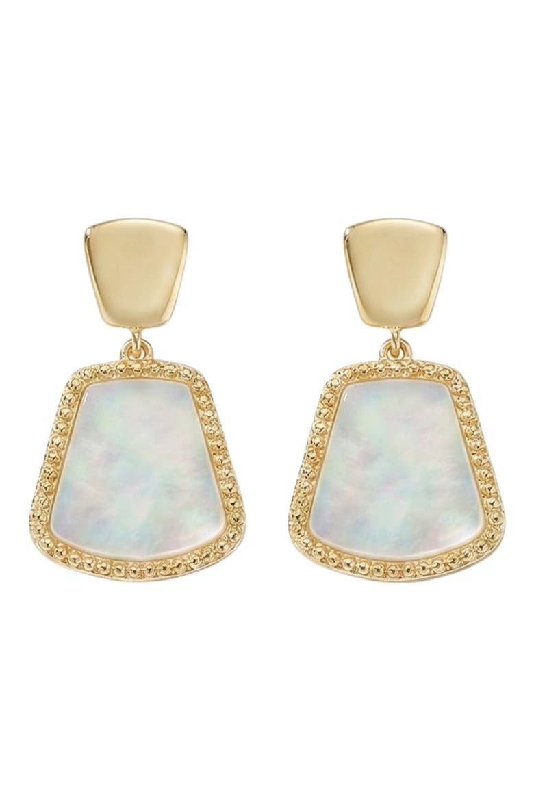 Mother-of-Pearl Drop Earrings, Main, color, GOLD