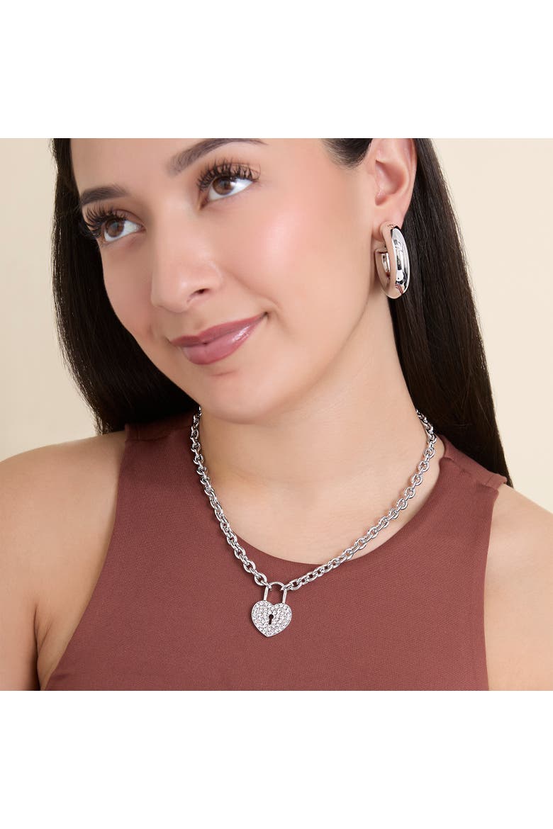 Mini Chunky Silver Hoop Earrings, Alternate, color, Silver