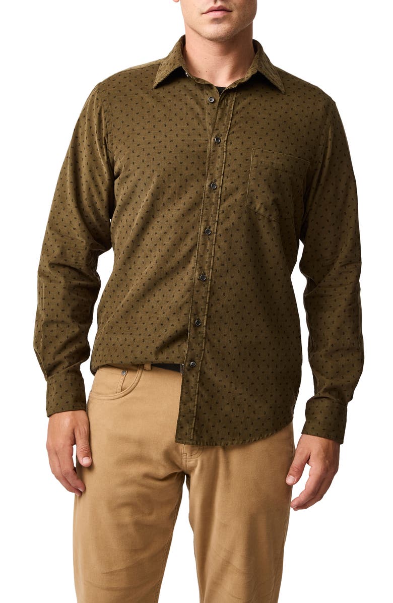 Rodd & Gunn Harrington Neat Paisley Cotton Corduroy Button-Up Shirt, Main, color, Moss