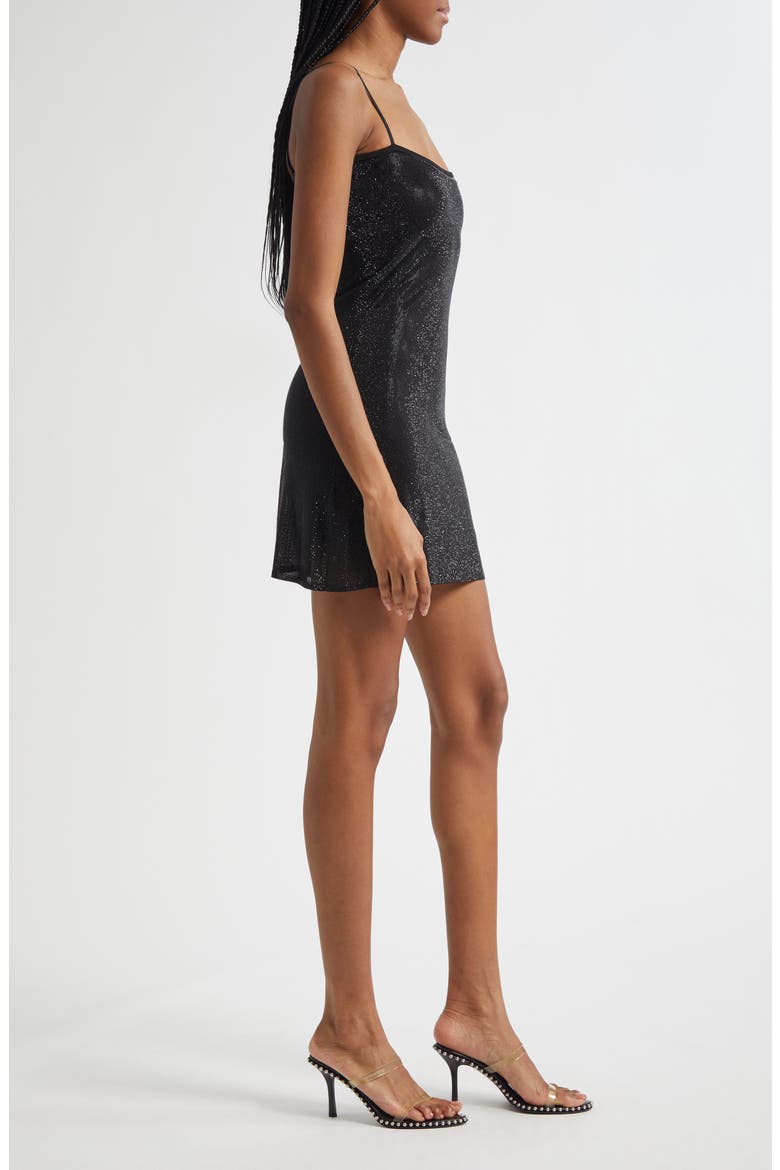 Clear Beaded Minidress, Alternate, color, BLACK