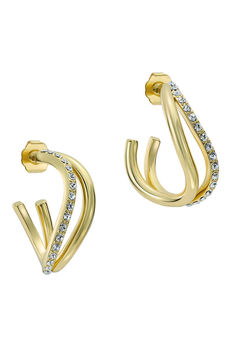 Large Wayva Pavé Crystal Hoop Earrings, Main, color, GOLD TONE / CLEAR CRYSTAL
