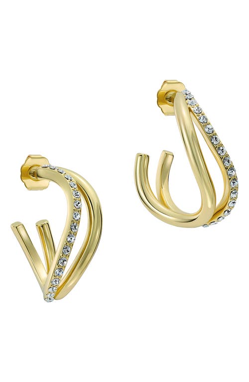 Ted Baker Large Wayva Pavé Crystal Hoop Earrings In Gold