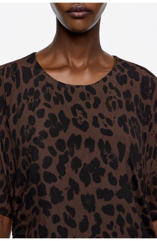 Bimba Y Lola Gathered Short Sleeve Dress In Animal Print