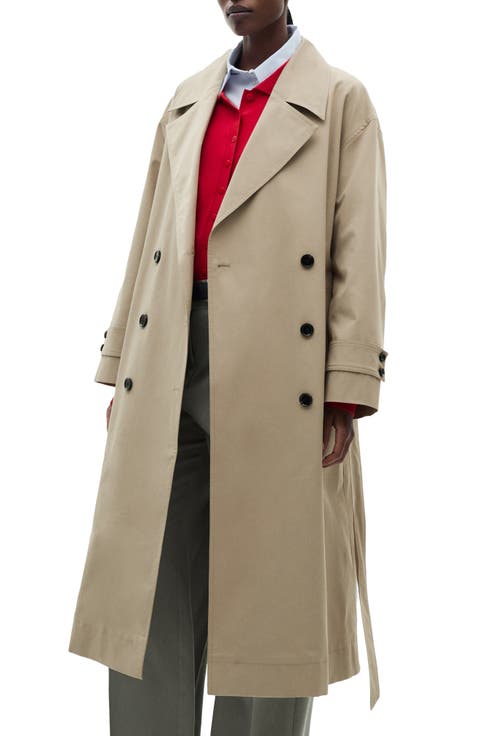 Oversize Tie Waist Double Breasted Trench Coat