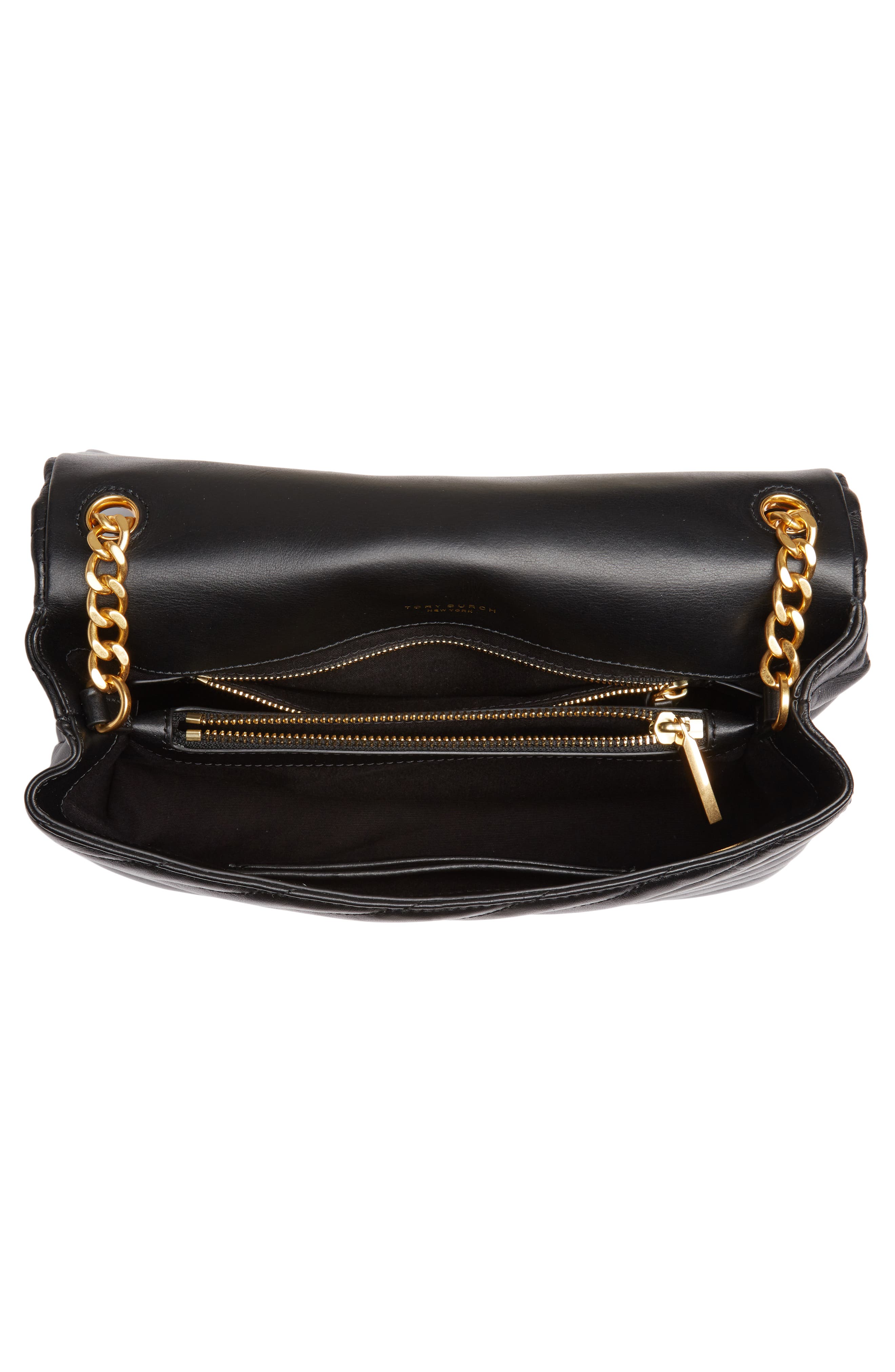 Kira Chevron Quilted Leather Shoulder Bag, Alternate, color, BLACK