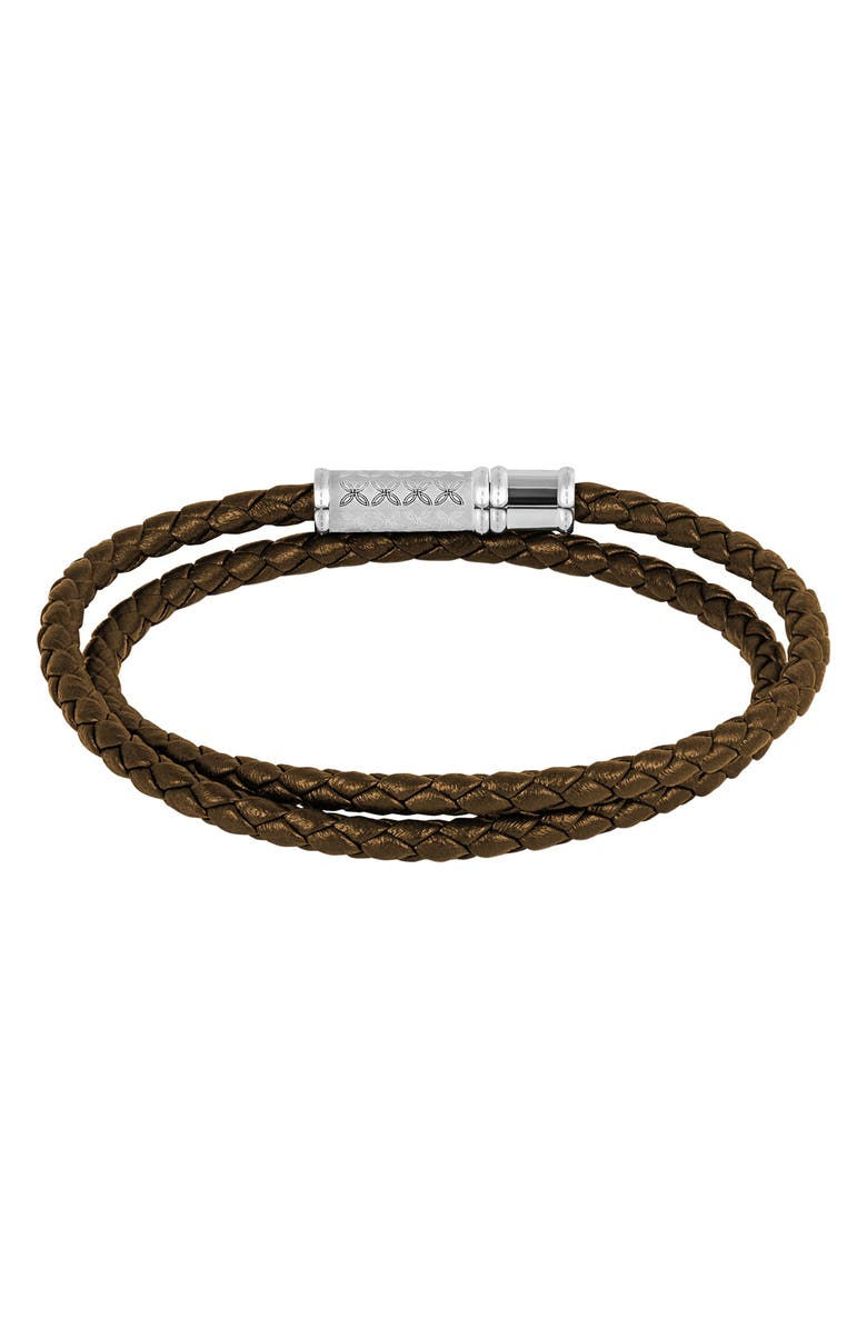 Thompson of London Leather Double Wrap Bracelet, Alternate, color, Brown