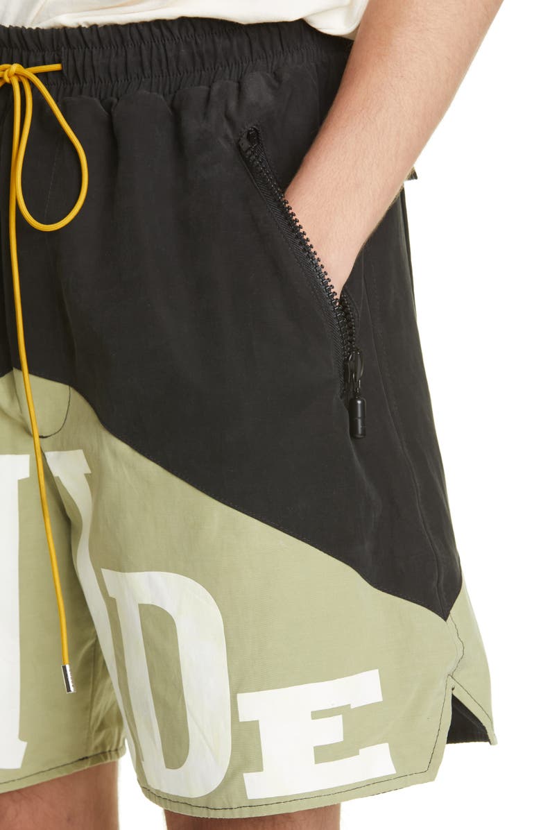 Rhude Logo Colorblock Yachting Shorts, Alternate, color,