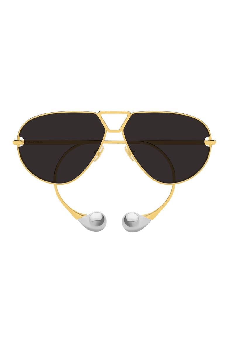 64mm Aviator Sunglasses, Main, color, GOLD
