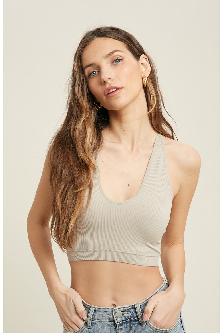 Seamless Scoop Neck Bralette, Alternate, color, CHAMPAGNE