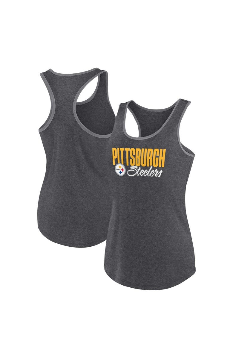 FANATICS Women's Fanatics Branded Heather Black Pittsburgh Steelers Plus Size Fuel Tank Top, Main, color, 