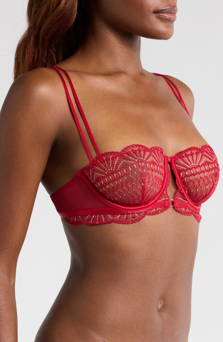 Etam Rosace Underwire Balconette Bra, Alternate, color, Red