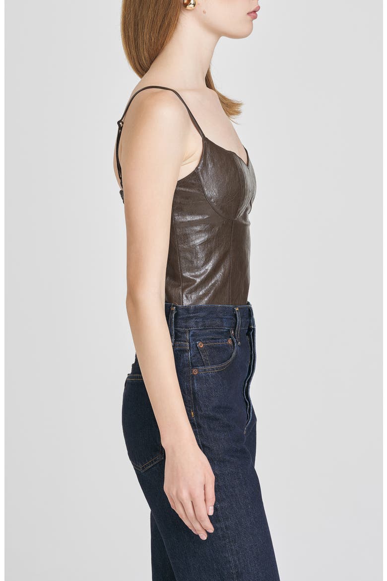 Estella Faux Leather Camisole, Alternate, color, CHOCOLATE