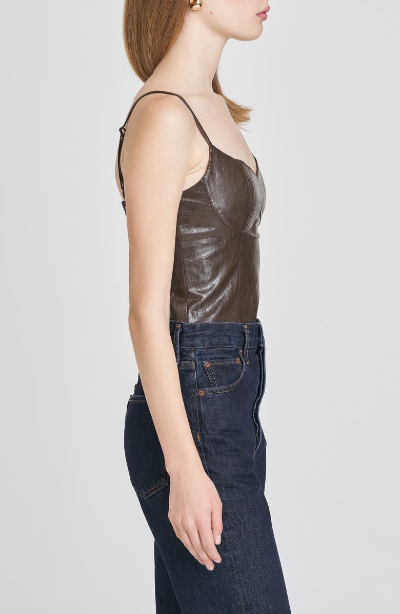 WAYF Estella Faux Leather Camisole, Alternate, color, Chocolate