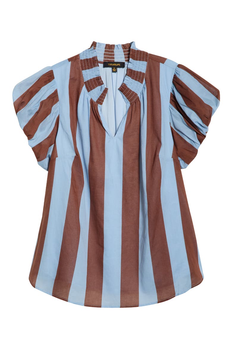 Evabelle Puff Sleeve Top, Alternate, color, BROWN-BLUE