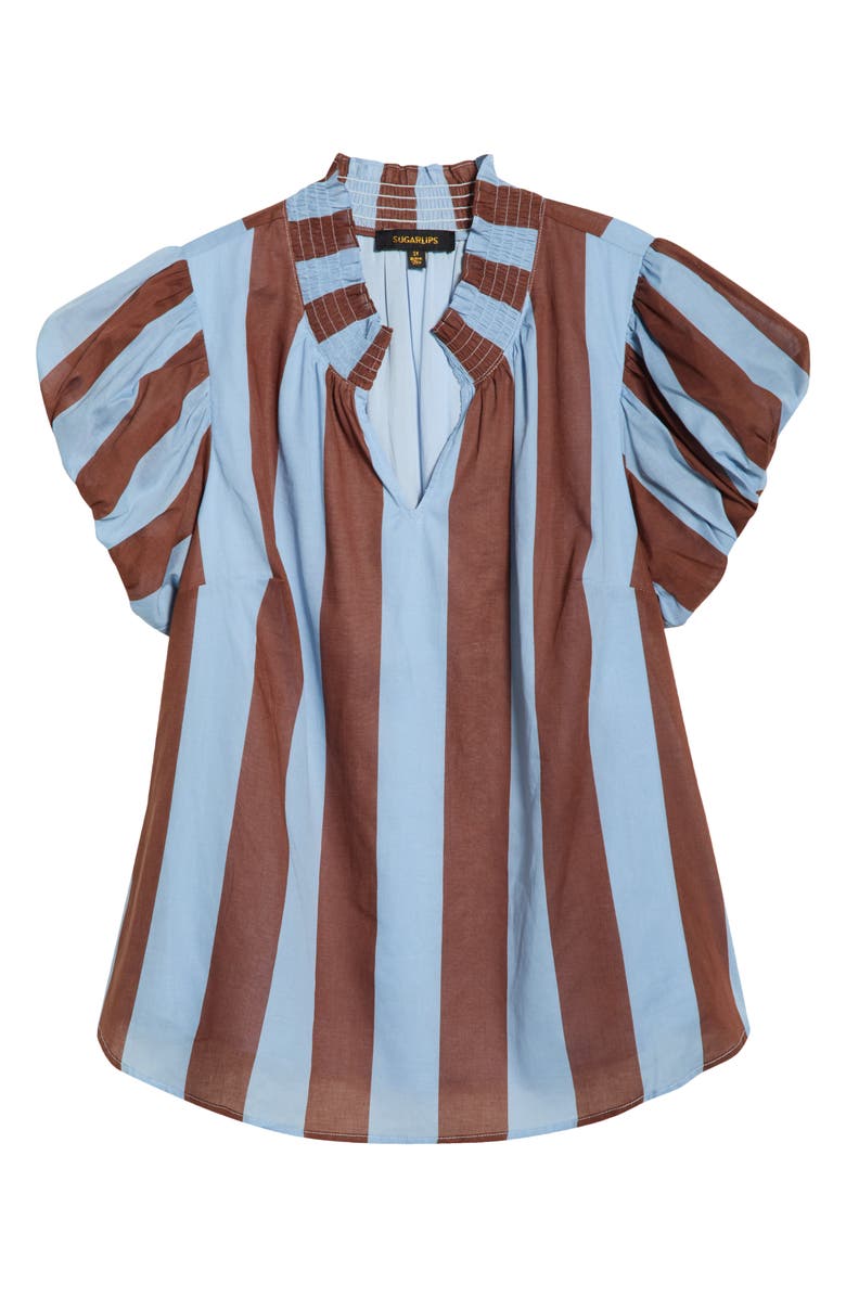 SUGARLIPS Evabelle Puff Sleeve Top, Main, color, Brown-Blue