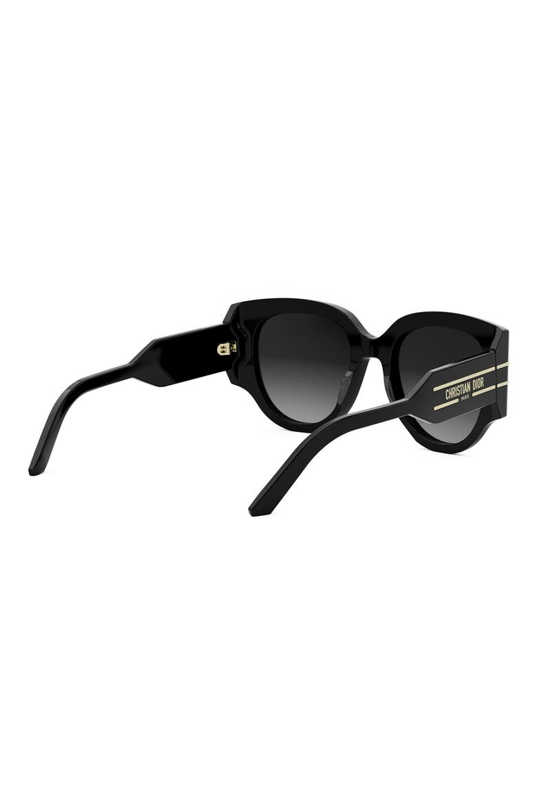 'DiorSignature R2I 53mm Butterfly Sunglasses, Alternate, color, SHINY BLACK / GRADIENT SMOKE
