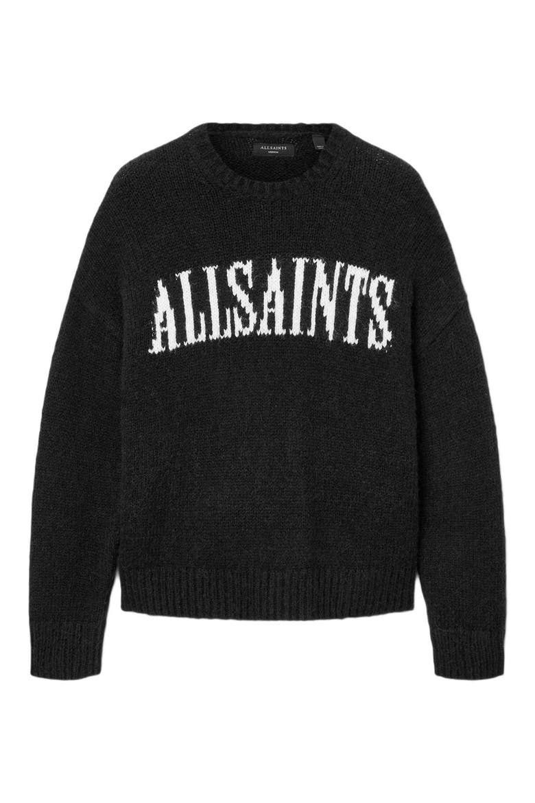 Stoke Logo Crewneck Sweater, Alternate, color, BLACK/ ECRU WHITE