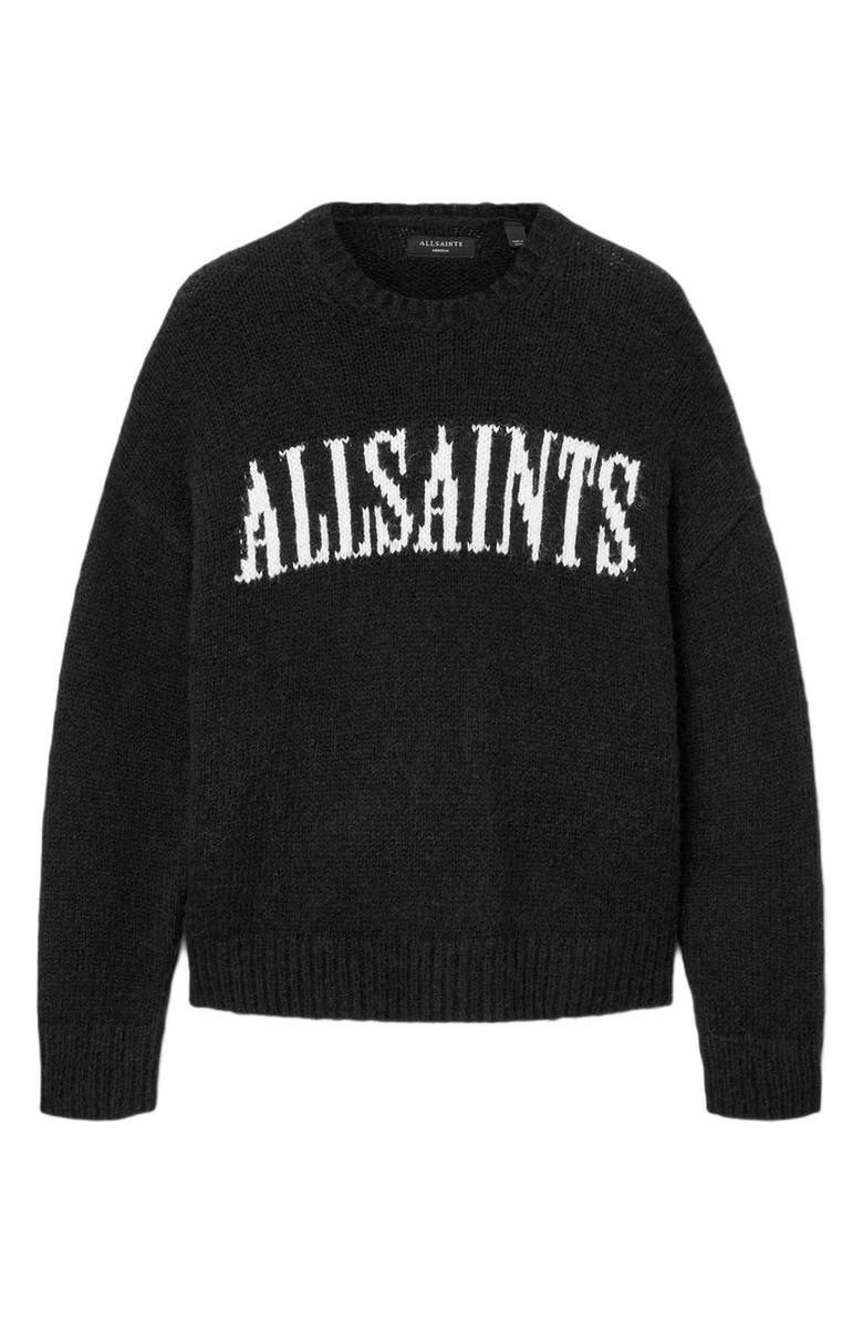AllSaints Stoke Logo Crewneck Sweater, Alternate, color, Black/ Ecru White
