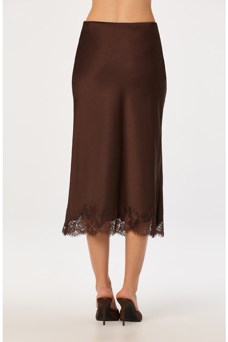 Blossom Lace Hem Midi Skirt, Alternate, color, BROWN