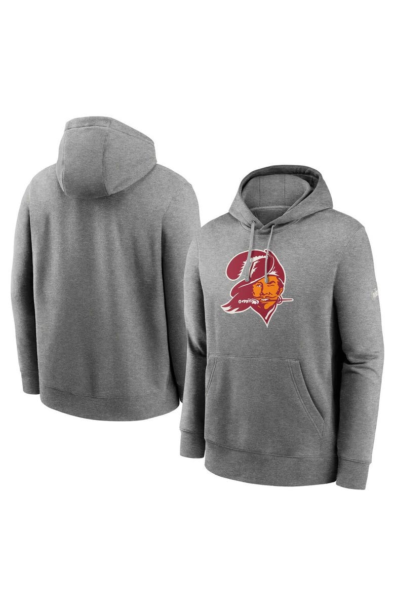 Nike Men's Nike Heathered Gray Tampa Bay Buccaneers Rewind Club Fleece Pullover Hoodie, Main, color, Heather Gray