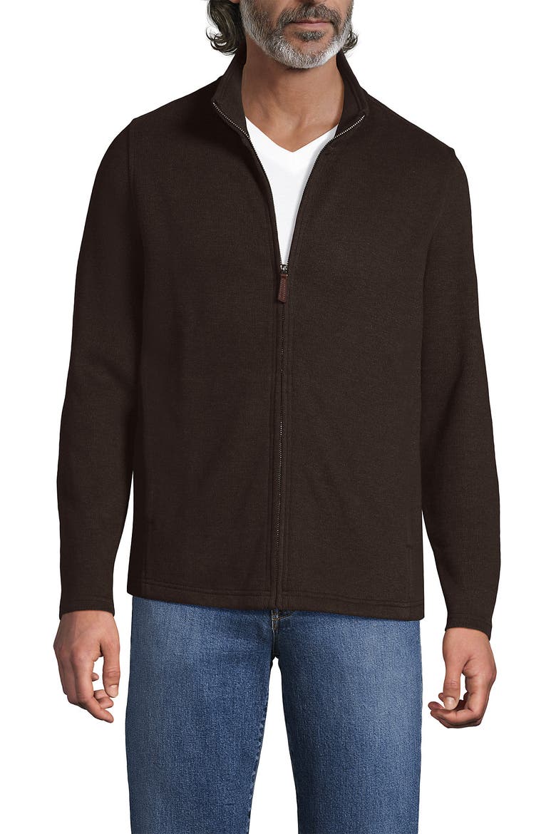 Bedford Rib Full Zip, Main, color, Dark Walnut Brown Heather