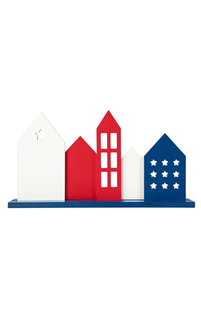 Glitzhome Wooden Patriotic Americana House Table Decor, Alternate, color, 