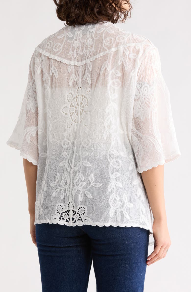 Forgotten Grace Floral Embroidered Tie Front Cardigan, Alternate, color, White