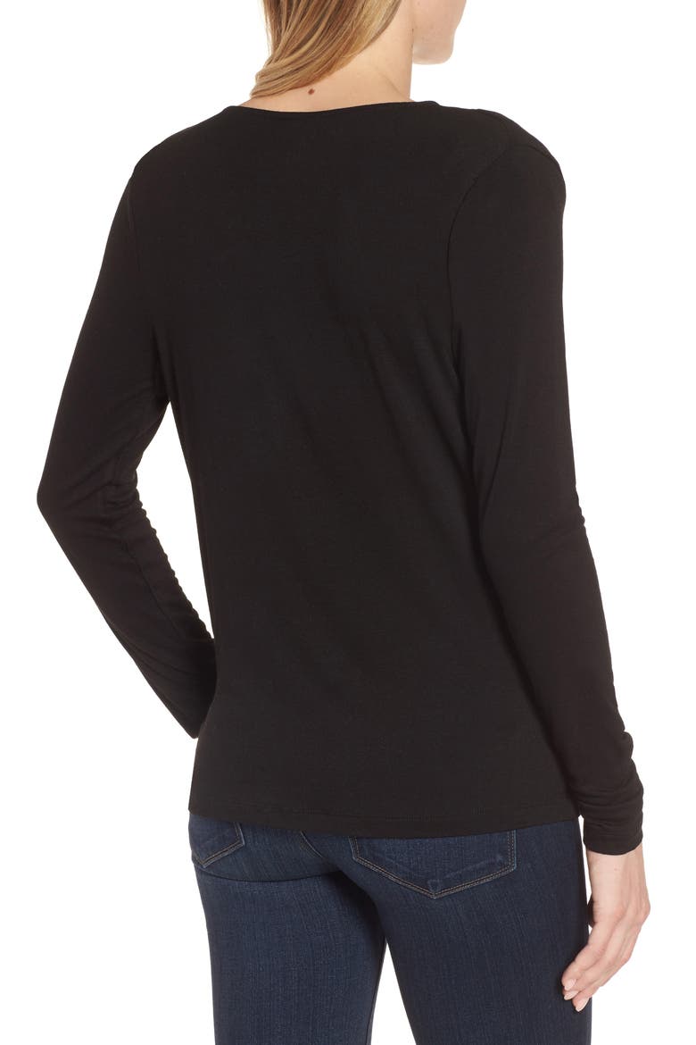 Faux Wrap Knit Top, Alternate, color, BLACK