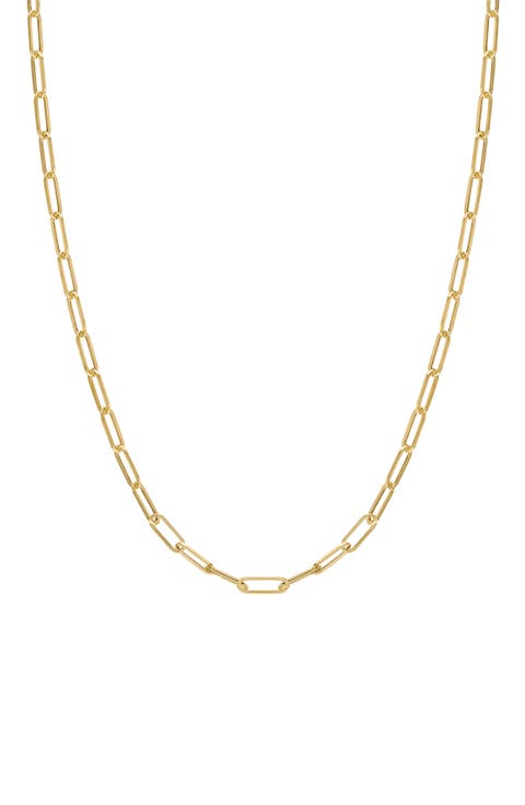 14K Gold Paper Clip Chain Necklace